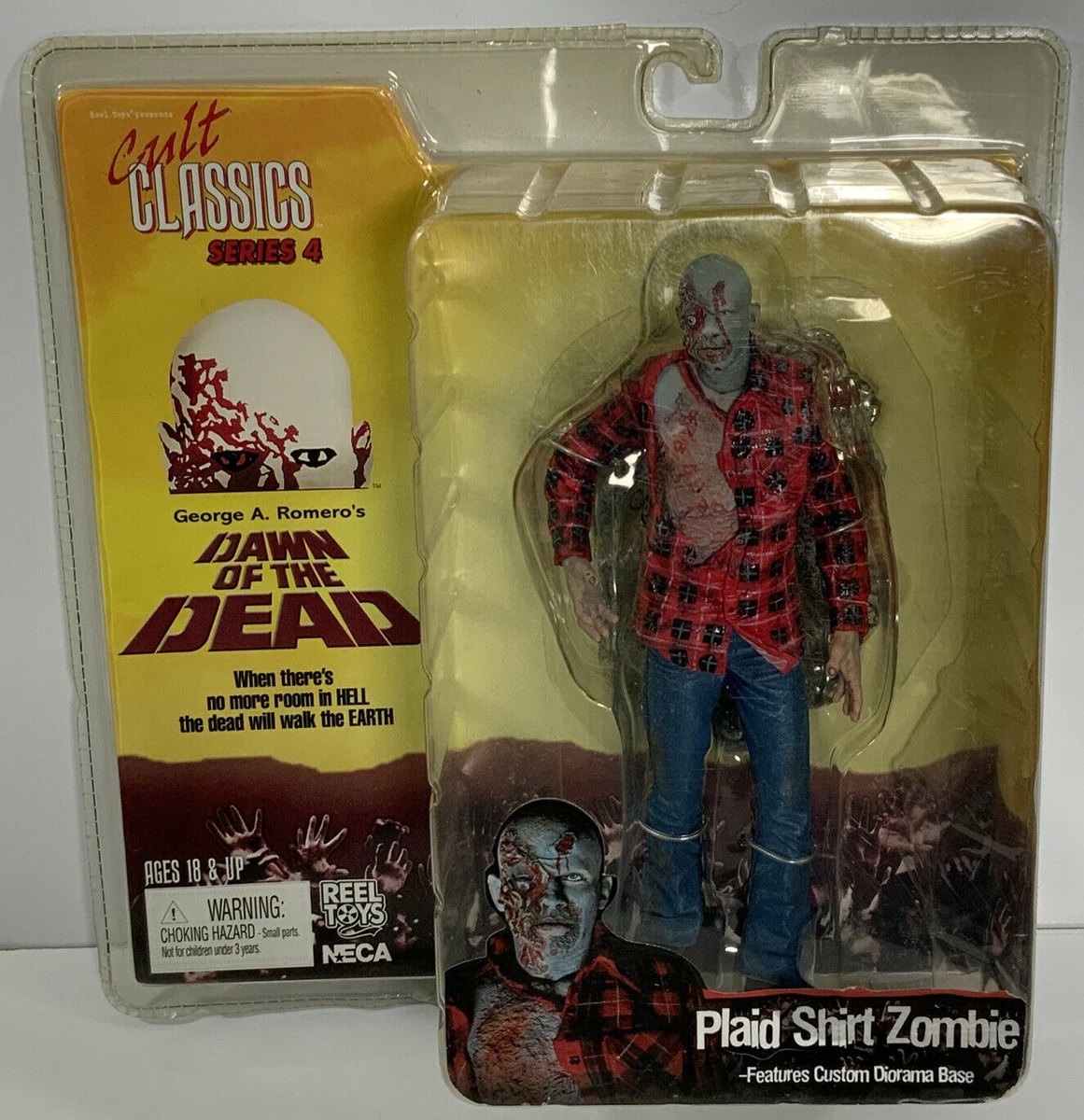 NECA CULT CLASSICS SERIES 4 DAWN OF THE DEAD PLAID SHIRT ZOMBIE 7” FIGURE SEALED