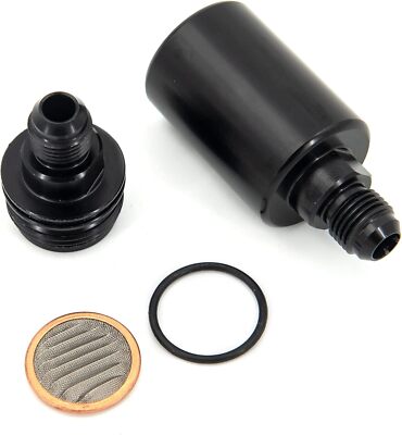 Universal -6AN Inline Fuel Filter High Flow 100 Micron Cleanable AN6 6AN Black