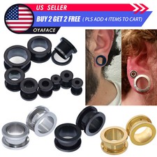 1PAIR Stainless Steel Ear Gauges Screw Fit Ear Tunnels Plugs Earrings 12g-3/4"