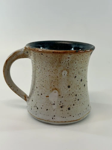 Studio Pottery Art 3" Speckled Stoneware Coffee Mug W Teal Inside Hand Thrown