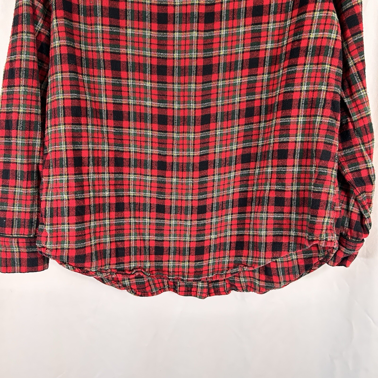 Lauren Ralph Lauren Pajama Shirt Women's Large Red Plaid Button Up Long Sleeve thumbnail 8