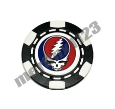 Grateful Dead Skull - Dia-magnetic Clay Poker Chip Golf Ball Marker Card Guard