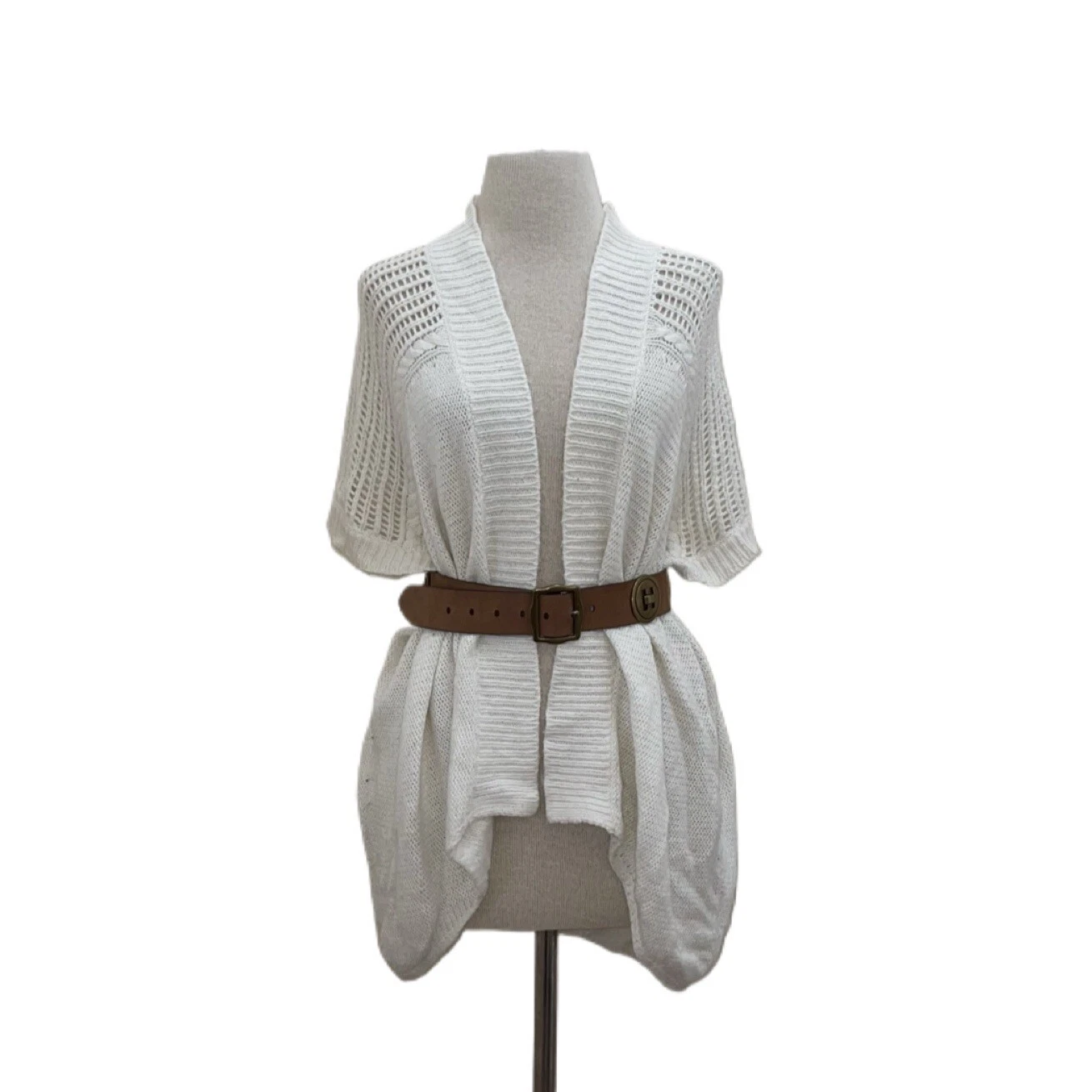 lole bohemian crochet cable open knit with belt sweater