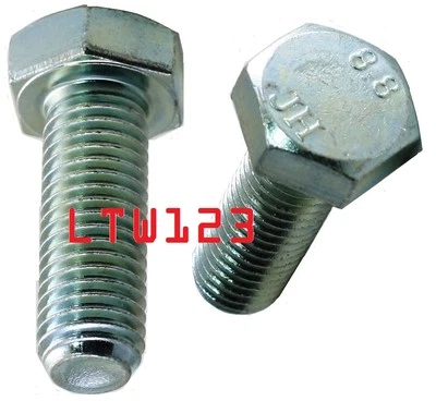 WORLD METRIC (10) M8 - 1.25 x 20 mm (FT) Coarse Class 8.8 Hex Cap Screw (Bolt) Zinc Plated