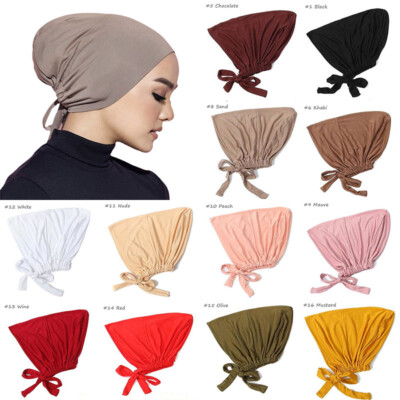 Adjustable Muslim Head Scarf Inner Hijab Caps Islamic Underscarf Ninja Hat  