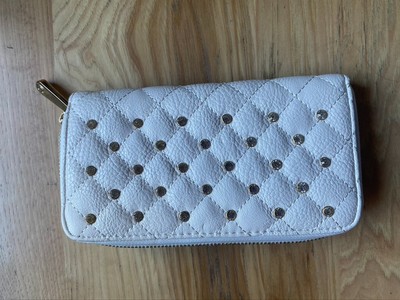 Charming Charlie JEWELED Convertible Wristlet Clutch White Studded  New