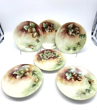 J.P.  L. France 6 Inch Hand Painted Dessert  Plates Jean Pouyat Limoges SET OF 6