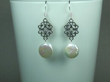Infinity Earrings Eternity Wedding Bridesmaid Gift Coin Pearl Dainty Silver Knot