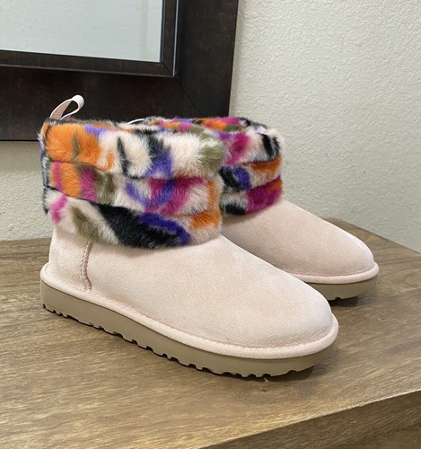 UGG FLUFF MINI QUILTED MOTLEE SUEDE/ SHEEPSKIN BOOTS WOMEN US SZ 6 / EUR 37 - 第 1/9 張圖片