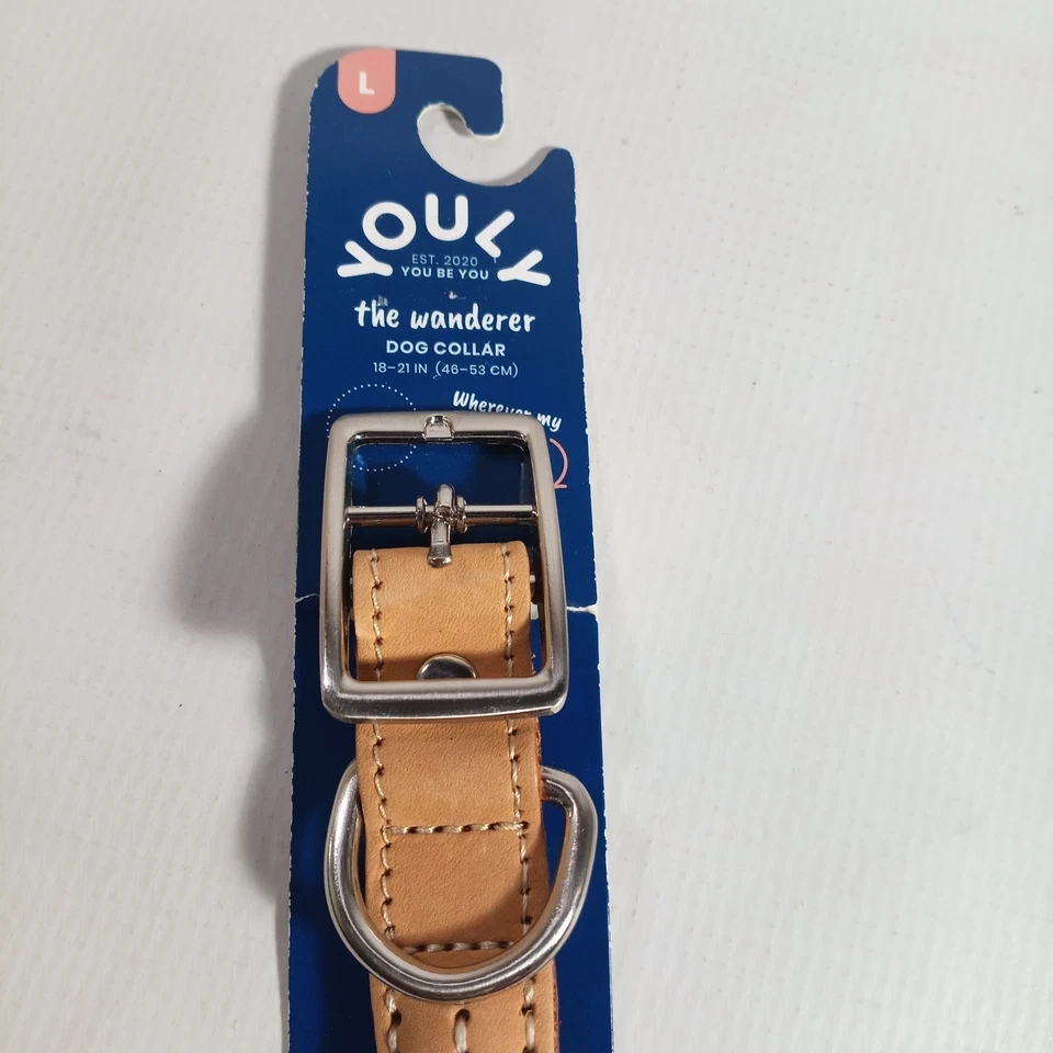 YOULY The Wanderer Beige Leather Rope Durable Dog Collar Large - Image 2 of 4