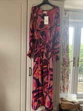 Image of Fabienne Chapot Pink Swirl Pattern Sarasara Maxi Dress Size 14 BNWT