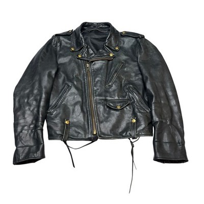 Vintage Schott Perfecto Double Riders Black Leather Motorcycle Jacket 21x24