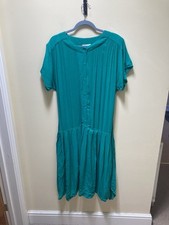 Vintage Dorothy Perkins Teal Green Button Down Midi Dress UK 14 EU 40 Viscose