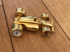 Xanadu Formula 1 F1 Race Car Clock ,Yellow Metal, Need new battery Untested -A9
