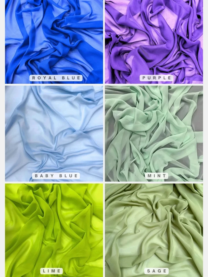 Матовая шифоновая ткань в ярдах — 58 дюймов широкий прозрачный легкий драпировочный материал - Изображение 4 из 4