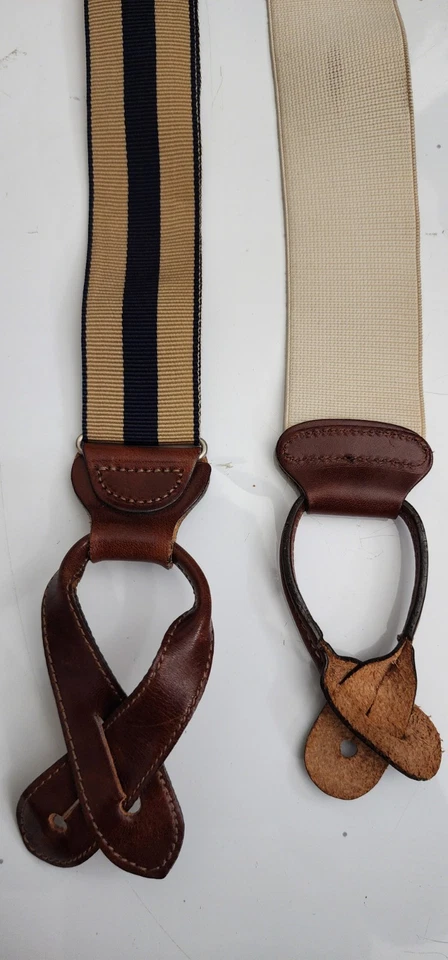  Tirantes a rayas Brooks Brothers azul y marrón claro. Hecho en Inglaterra Foto 2 de 4