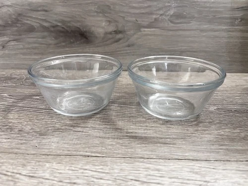 Anchor Hocking Glass Custard Cups Ramekins Set of 2 Vintage 4”