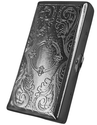 Retro Cigarette Case Victorian Style Metal Holder for Regular, King,100's, 120's