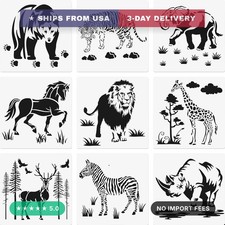 9 Pieces Animal Stencil Templates Reusable Animal Painting Stencil Bear Tiger El