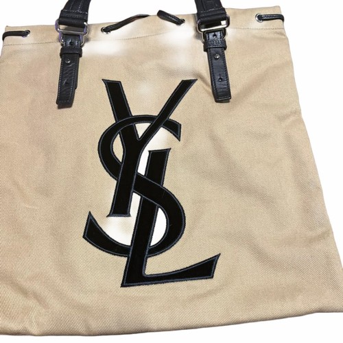 Yves Saint Laurent Beige Tote Bag Leather Used Excellent Condition Japan