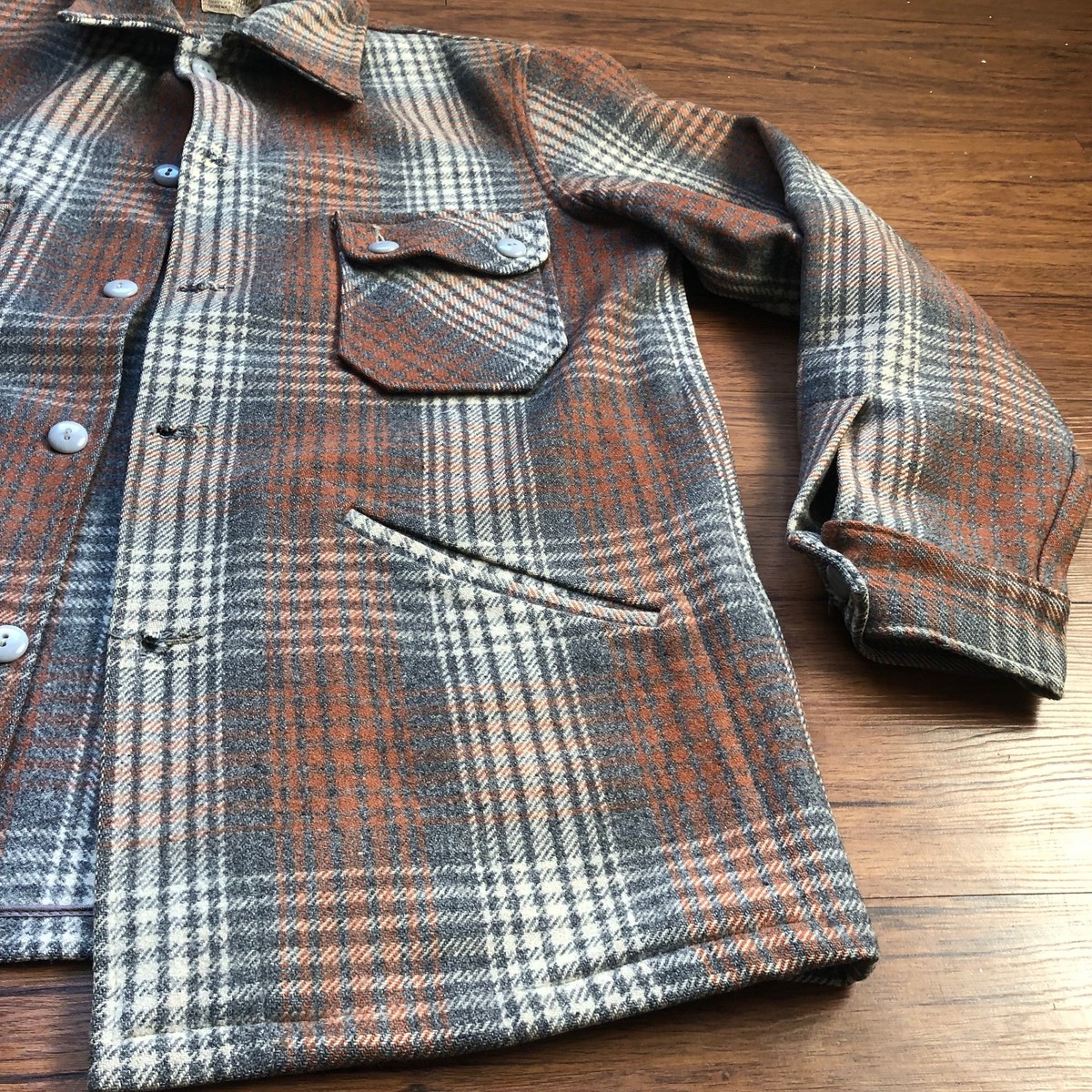 Vintage 60s Chippewa Woolen Mills Plaid Flannel Jacket Button Up 