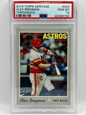 2019 TOPPS HERITAGE THROWBACK VARIATIONS #424 ALEX BREGMAN PSA 10 SSP