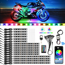 16pcs Motorcycle Rgb Led Strip Light Under Glow Neon Kit Bluetooth App Control