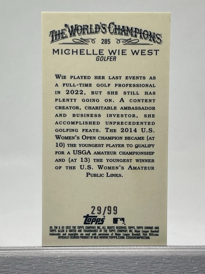 2022 Topps Allen & Ginter Chrome Michelle Wie West #285 Mini Green Refractor /99 - Image 3 of 3