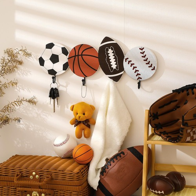 #ad #ad Baseball Football Soccer Basketball Wall Hooks Sports Fan Themed Coat Hook To... $30.41