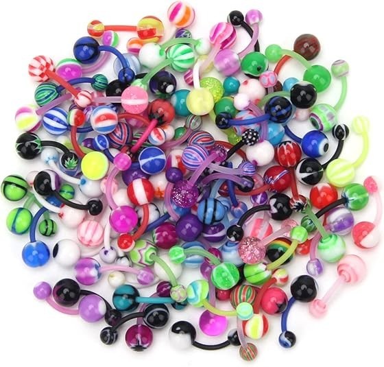 Lote Surtido Crazypiercing de 100 PIEZAS Piercing de Plátano 14G Anillos de Ombligo Piercing