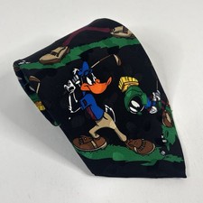 Looney Tunes Mania 100 Silk Necktie Tie Golf Taz Bugs Daffy Marvin 4 x 56 1/2
