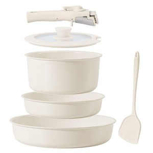 6-Piece White Ceramic Nonstick Cookware Set, Frying Pans with Glossy White Inter