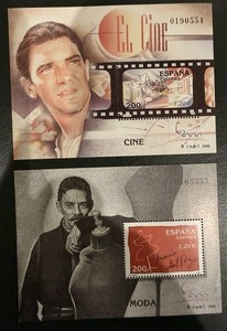 Spain 2 Souvenir Sheets MNH 2000 Movies, Fashion, Antonio Banderas,Jesús del Pog