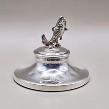 Sterling Silver Round Jumping Fish Paperweight by L J Millington 2009