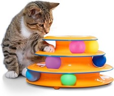 3Level Track Tower with 6 Balls Tower of Tracks Cat Toy Interactive Cat Toy