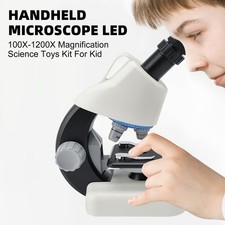 Handheld Microscope LED 100X-1200X Magnification Science Toys Kit For Kid   