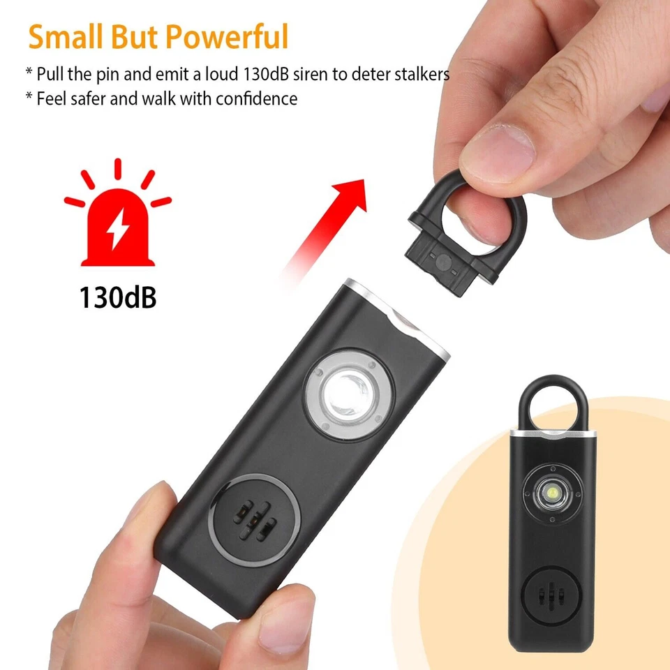 Personal Self Defense Alarm 130dB Anti-wolf Alert With LED Light Keychain - Image 3 of 4