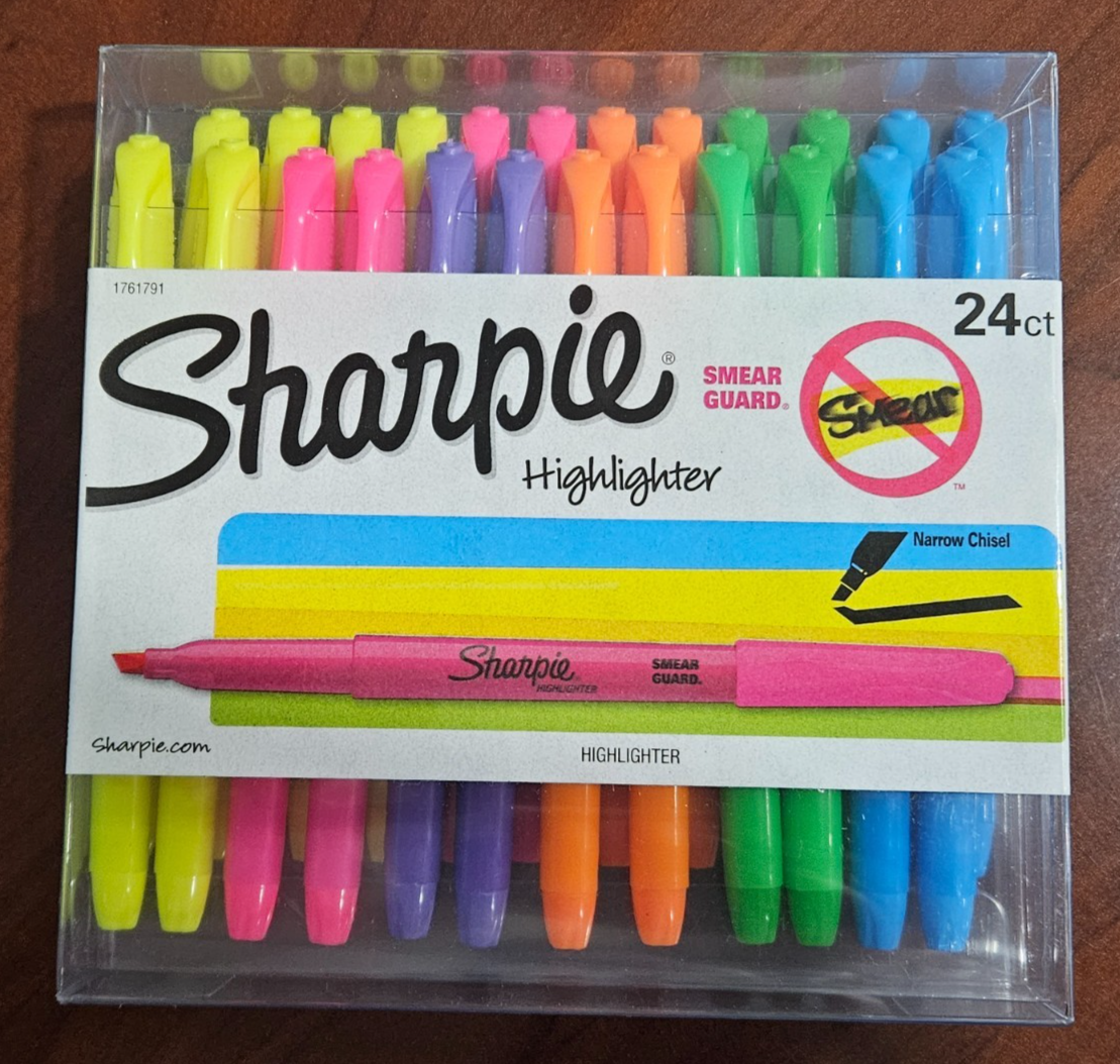 Sharpie Highlighters Narrow Chisel Tip 24 Count Assorted Fluorescent Colors-image
