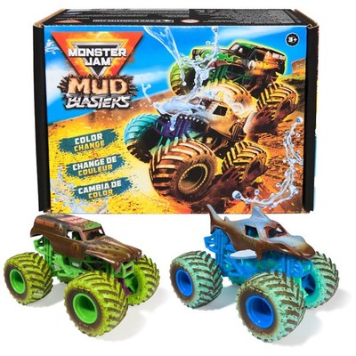 Mud Blasters, Grave Digger and Megalodon Color Changing Trucks 2-Pack, 1:64 D...