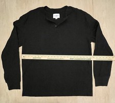 Goodfellow  Co Black Ribbed Long Sleeve Henley Shirt Men  s Size Large