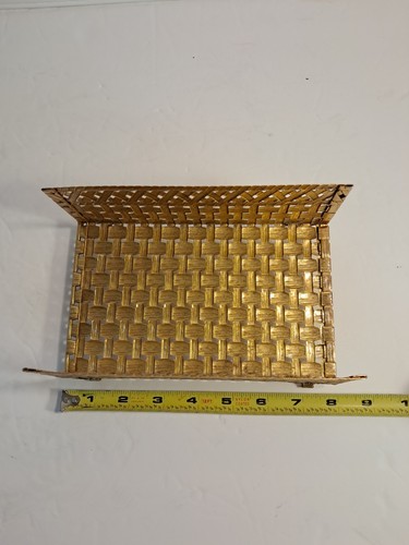 Vintage Hollywood Regency Messing goldfarben Metall Serviettenhalter 5x8 Zoll Fuß - Bild 12 von 17