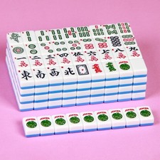 Travel Mahjong Set 24MM American Mahjong Set 166-Piece Mahjong Tile Set Blue Ame