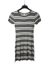 Moral Fiber Juniors High Low Mini Shirt Dress L Ribbed Striped Vintage Y2K Rayon