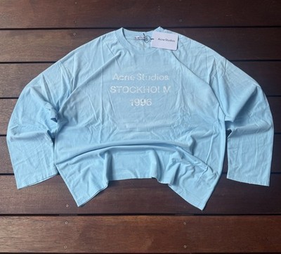 Acne Studios Stockholm 1996 Men s Blue Crew Neck Long Sleeve T-Shirt Size Medium