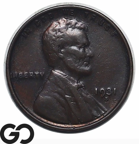 1931-S Lincoln Cent Wheat Penny, Choice AU++ Key Date Denver Issue