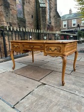 Vintage French Oak Carved Partners Double Desk In Excellent Condition