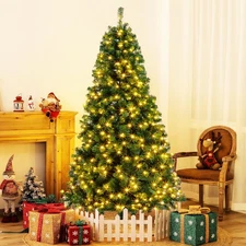 Artificial Green Christmas Tree w/ Warm White LED Lights Battery Fairy 4/5/6/7Ft