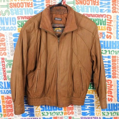 Vintage Adventure Bound Bomber Jacket Size L Brown Leather Wilsons 90s Retro