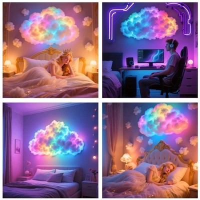 3D Thunder Cloud LED Mood Light Color Changing Lighting Lamp For Gaming Room