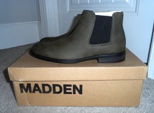 Cool Madden men's size 7 olive green Maxxim suede pull on boots NIB